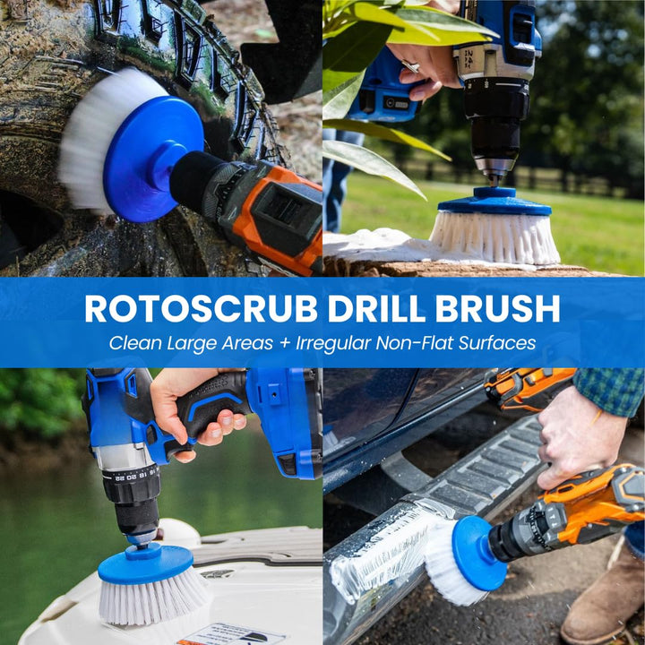 RotoScrub Bathroom Cleaning Scrub Pads + Drill Powered Scrub Brush - Drill Accessory Combo Kit