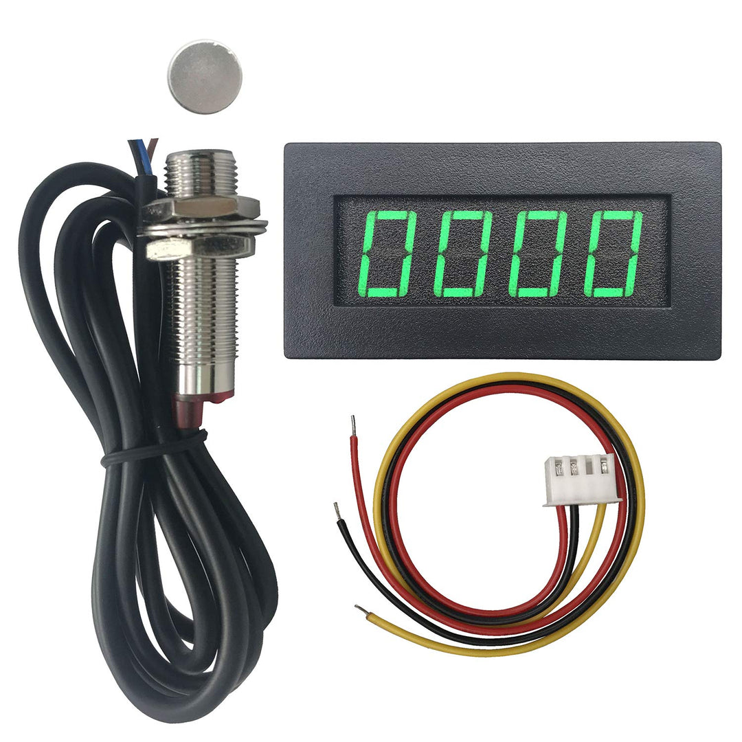 DIGITEN 4 Digital Green LED Tachometer RPM Speed Meter 