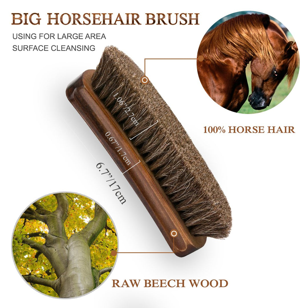 TAKAVU Shoe Shine Brushes Kit (4PCS) - 100% Soft Horseh