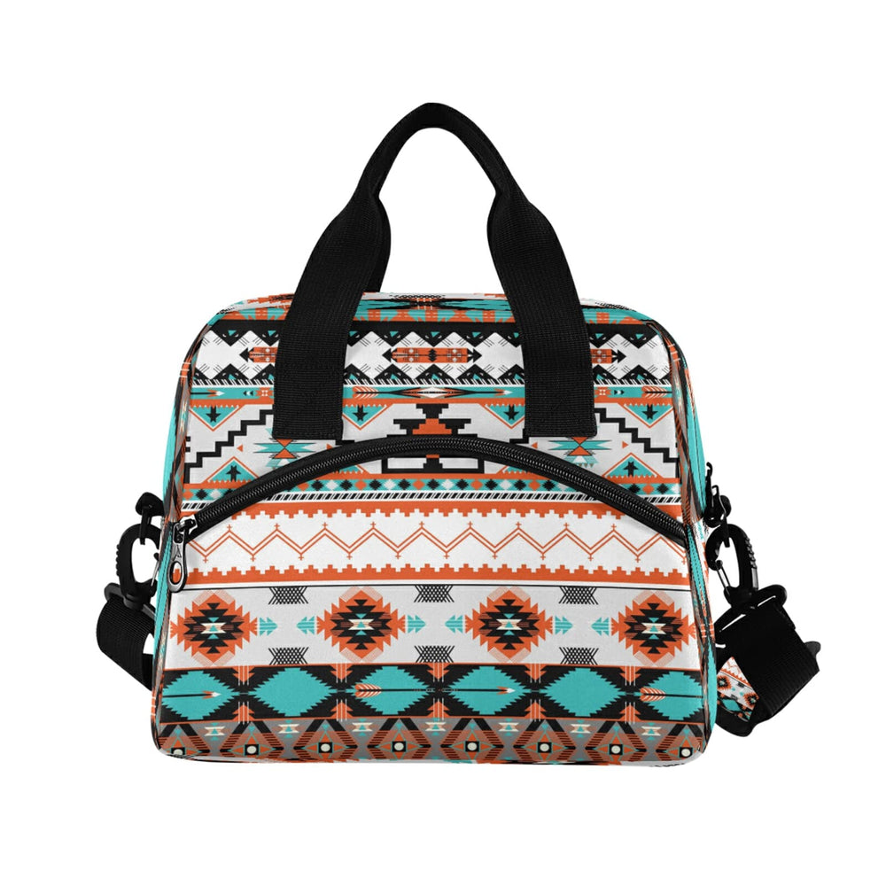 Ethnic Aztec Geometric Lunch Bag Reusable Lunch Tote Bag Thermal Cooler Bag Insulated Lunch Box with Adjustable Shoulder Strap for Office School Outdoor Picnic