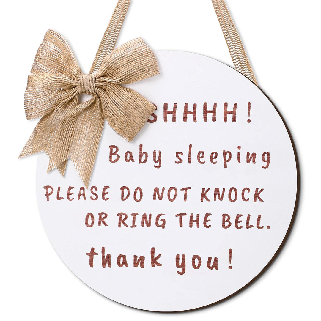 Yalikop Cute Bow Baby Sleeping Front Door Sign, Do Not 