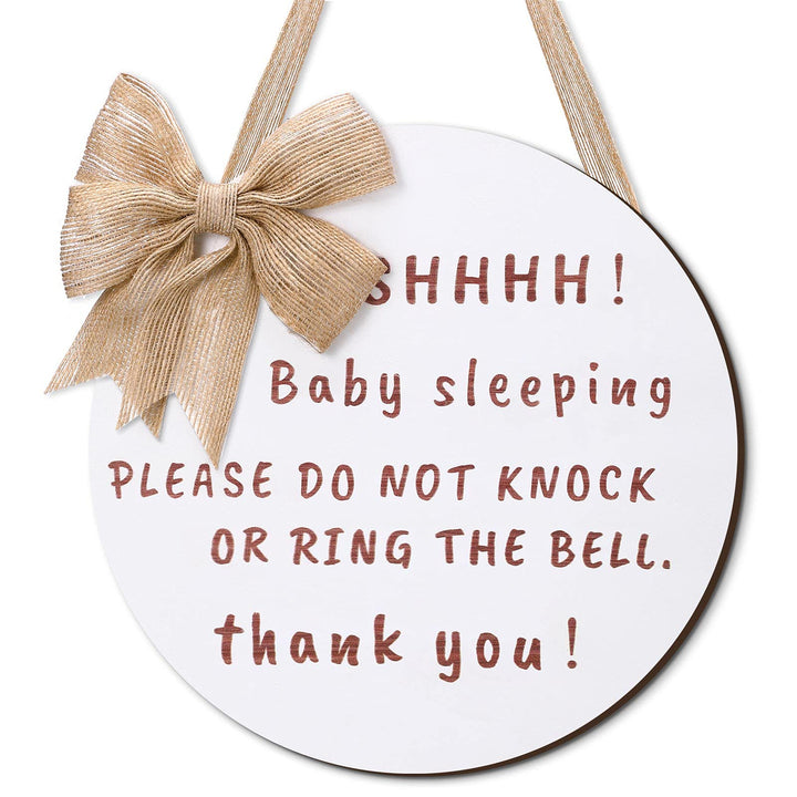 Yalikop Cute Bow Baby Sleeping Front Door Sign, Do Not 
