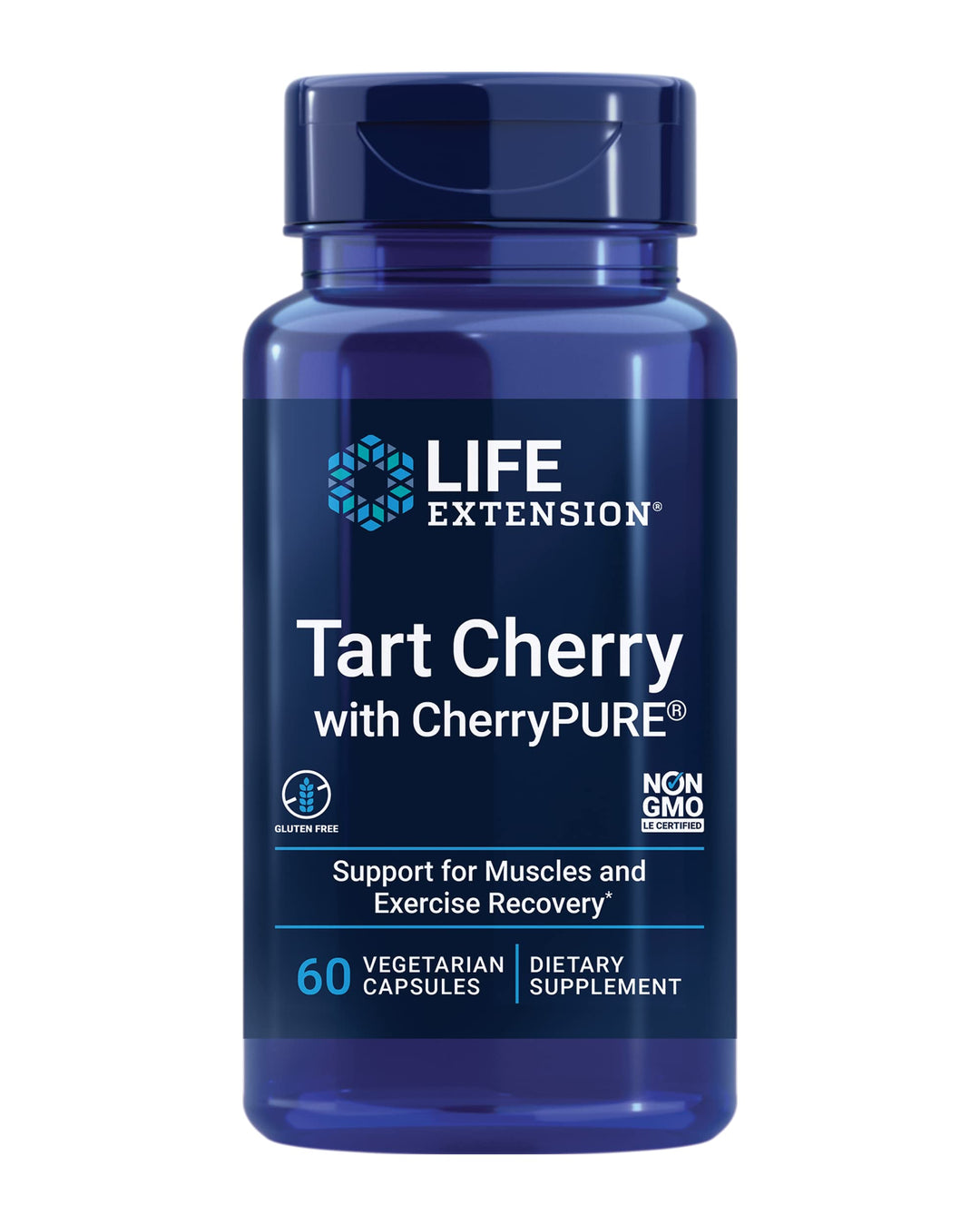 Tart Cherry with CherryPURE®, anthocyanins, oxidative Stress, Muscle Recovery, Exercise Support, Muscle Comfort, Vegetarian, Gluten-Free, Non-GMO, 60 Capsules