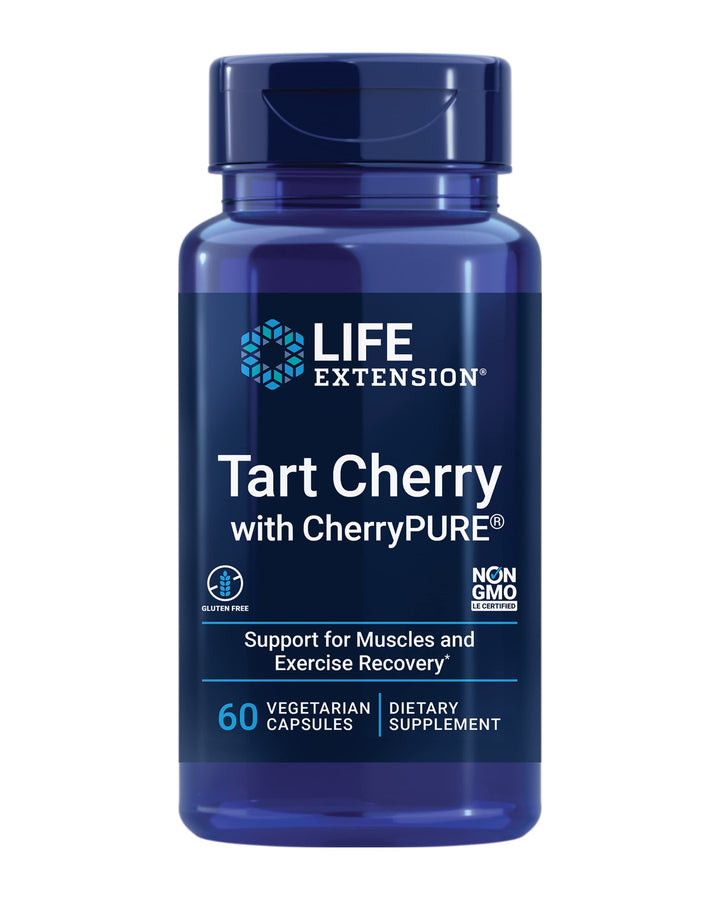 Tart Cherry with CherryPURE®, anthocyanins, oxidative Stress, Muscle Recovery, Exercise Support, Muscle Comfort, Vegetarian, Gluten-Free, Non-GMO, 60 Capsules