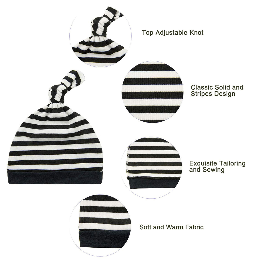 Baby Boy Hat and Mitten Set Baby Beanie for Boys Knot Newborn Hat Infant Caps Baby Accessories Fall Winter 0-6 Months 4 Pack A