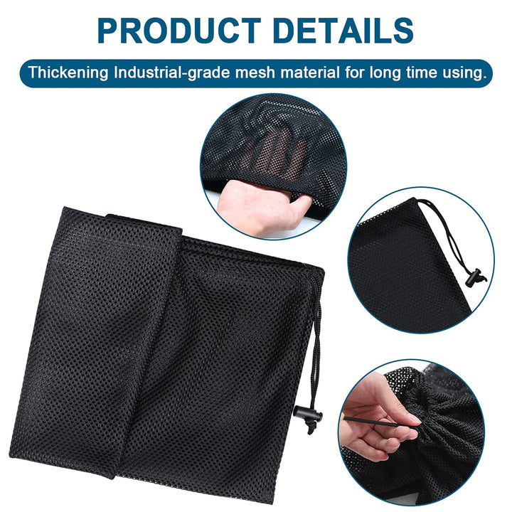 Large Pump Barrier Bag, 17.8x 17.8 Pond Pump Filter Bag, Black Drawstring Pump Mesh Bag for Pond Biological Filters