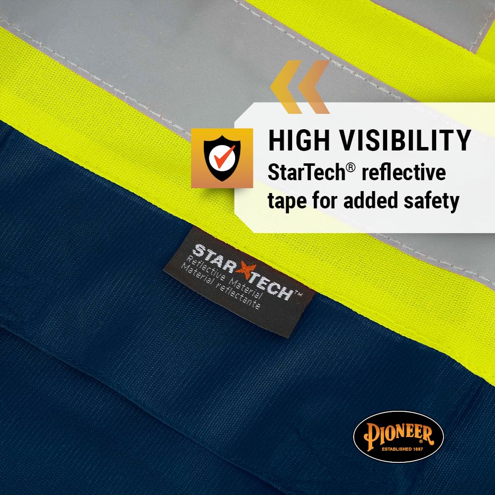 Safety Vest for Men, Hi Vis Reflective Solid Neon, 8 Pockets, Zipper, Adjustable for Construction, Traffic, Survey Work, Multiple Colors, V1021580U-2/3XL