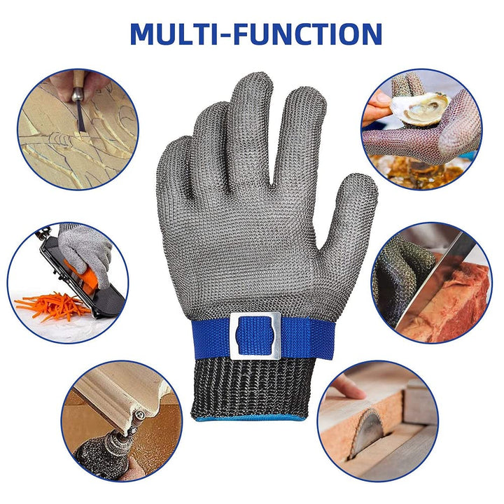 Level 9 Cut Resistant Glove, Stainless Steel Mesh Wire Glove, Rustproof Kitchen Cutting Gloves, Butcher Safety Work Metal Glove for Slicing Chopping and Peeling Meat, Fish Fillet, Oyster