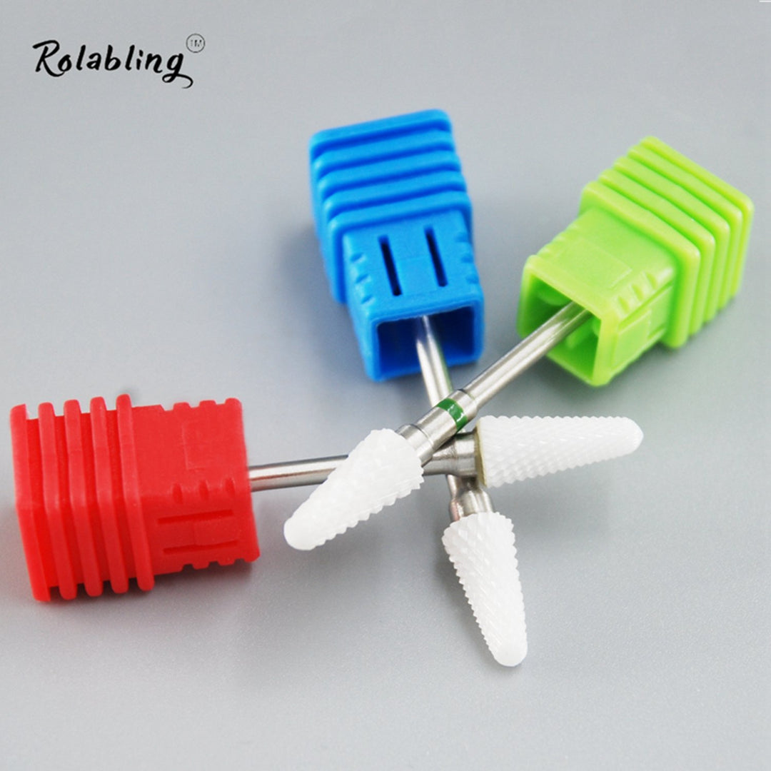 Ceramic Nail Drill Bit White Flame Nail Drill Bit for Electric Drill Manicure Machine Nail Salon Tool (Medium Blue)