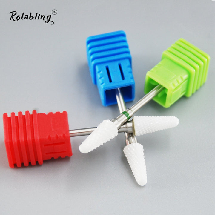 Ceramic Nail Drill Bit White Flame Nail Drill Bit for Electric Drill Manicure Machine Nail Salon Tool (Medium Blue)