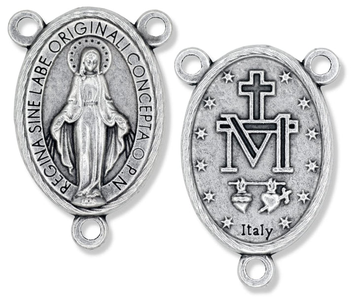Italian Rosary Making Kit for 5 Rosaries - Catholic Rosary Cross and Center Sets with 1.5” St Benedict Crucifix and 1” Miraculous Medal Rosary Center Pack of 5 Bulk Rosary Parts