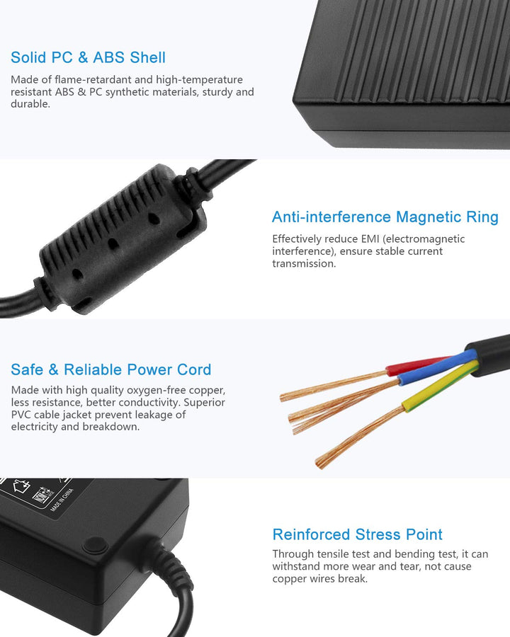 AC 100-240V to DC 12V 10A Power Supply Adapter Converter Transformer 12 Volt 10 Amp 120W with 5.5mm x 2.5mm 2.1mm DC Output Jack for 5050 3528 LED Strip Light CCTV Cameras 3D Printer