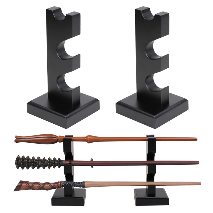 Wizard Wand Display Stand Wooden Magic Wands Holder 3 Tiered for Collection Black
