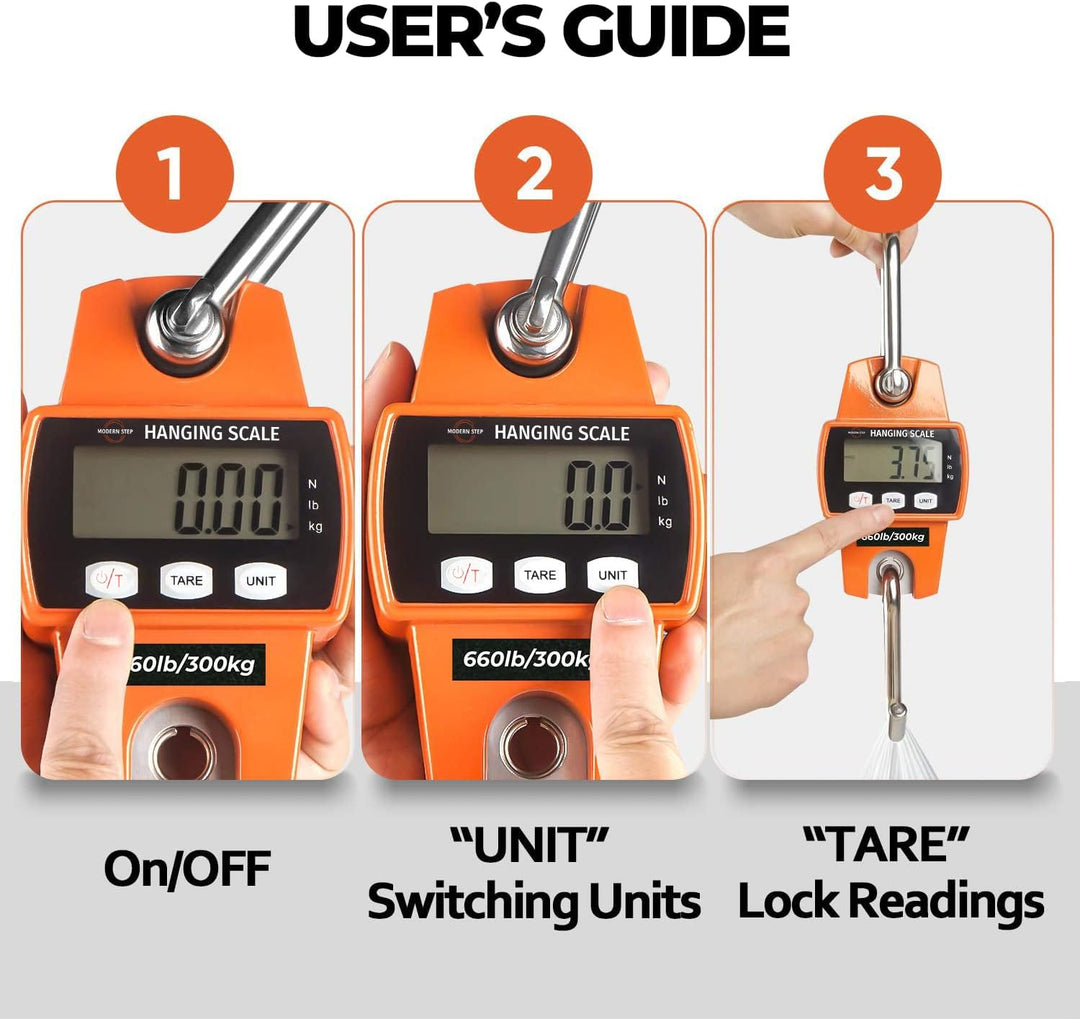 Digital Hanging Scale 660 LB 300 KG - Professional Heavy Duty Waterproof Fish Scale - Portable Durable Crane Scale for Luggage Weight Suitcase Hunting Farm Bike Bow Fish Weight Fishing Scale