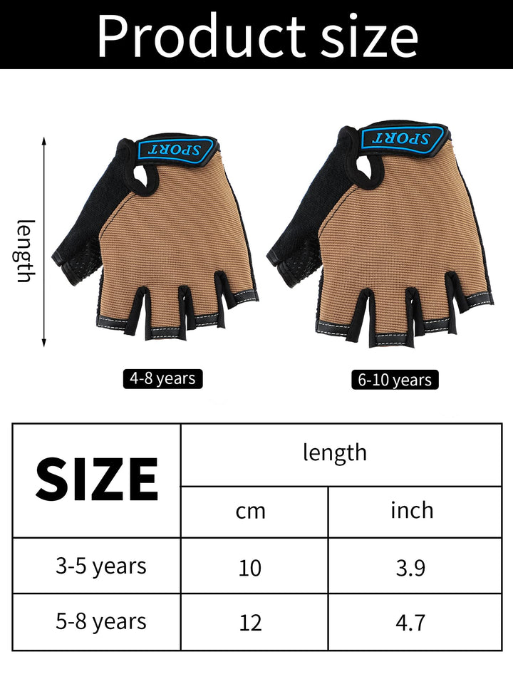 3 Pairs Kids Half Finger Gloves Sport Gloves Non-Slip Gel Gloves for Children Cycling Riding Biking (Cool,3-5 Years)