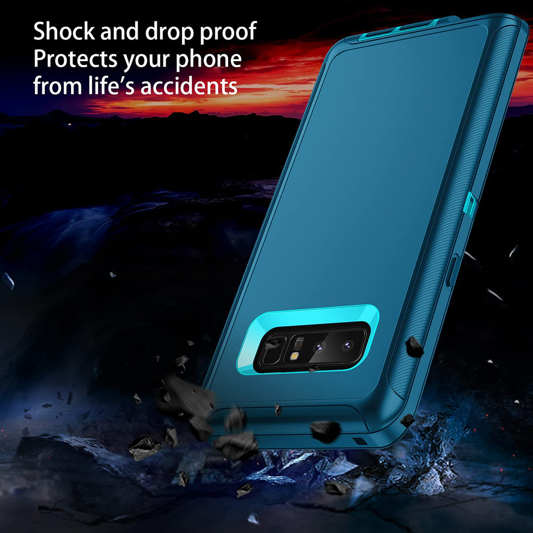 RegSun for Galaxy Note 8 Case,Shockproof 3-Layer Full Body Protection [Without Screen Protector] Rugged Heavy Duty High Impact Hard Cover Case for Samsung Galaxy Note 8,Turquoise