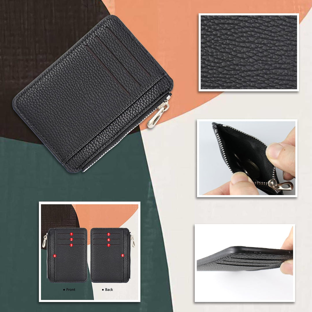 Wristlet Bracelet Keychain with Wallet for Women, Silicone Beaded Keychain Bangle Car Key Rings Card Holder (Black)