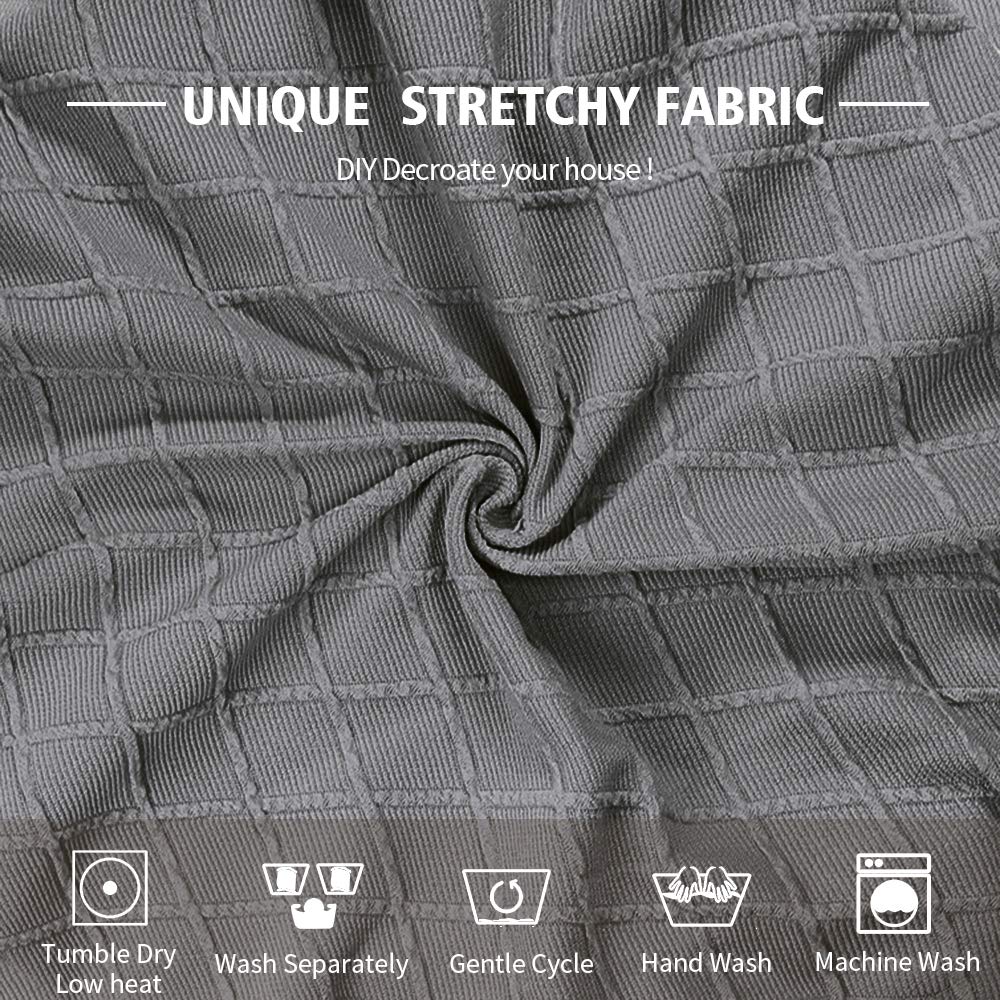 Gute Chair Seat Covers, Dining Room Chair Seat Covers with Ties, Stretch Jacquard Chair Covers Protectors for Dining Room Kitchen Chairs - 6 Pcs, Rhombic-Grey
