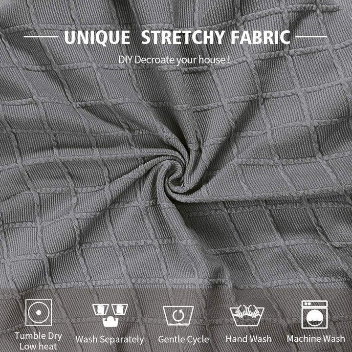 Gute Chair Seat Covers, Dining Room Chair Seat Covers with Ties, Stretch Jacquard Chair Covers Protectors for Dining Room Kitchen Chairs - 6 Pcs, Rhombic-Grey