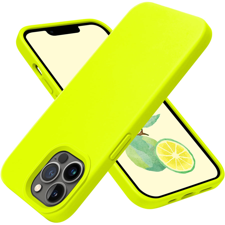 Designed for iPhone 13 Pro Max Case, Silicone Shockproof Slim Thin Phone Case for iPhone 13 Pro Max 6.7 inch (Fluorescent Yellow)