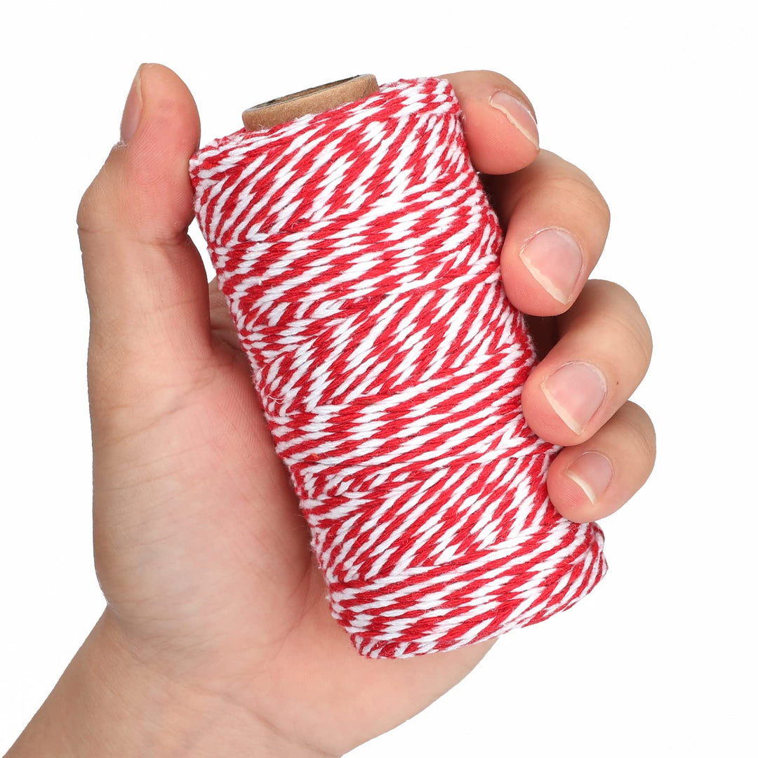 jijAcraft Red and White Twine String, 328 Feet Christma