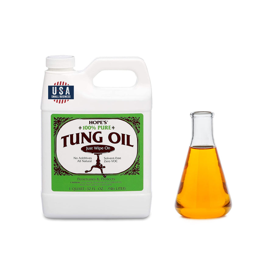 HOPE'S 100% Pure Tung Oil, Food Safe, Premium Water