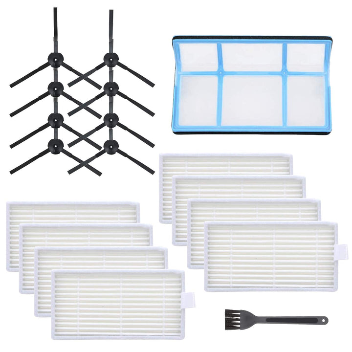 Replacement Parts for ILIFE V3 V3s V5 V5s Pro Robotic Vacuum Cleaner, Accessories Kit Includes Primary Filter &amp; Side Brushes &amp; 8 Robot Vacuum Cleaner Filters (1+12+12)