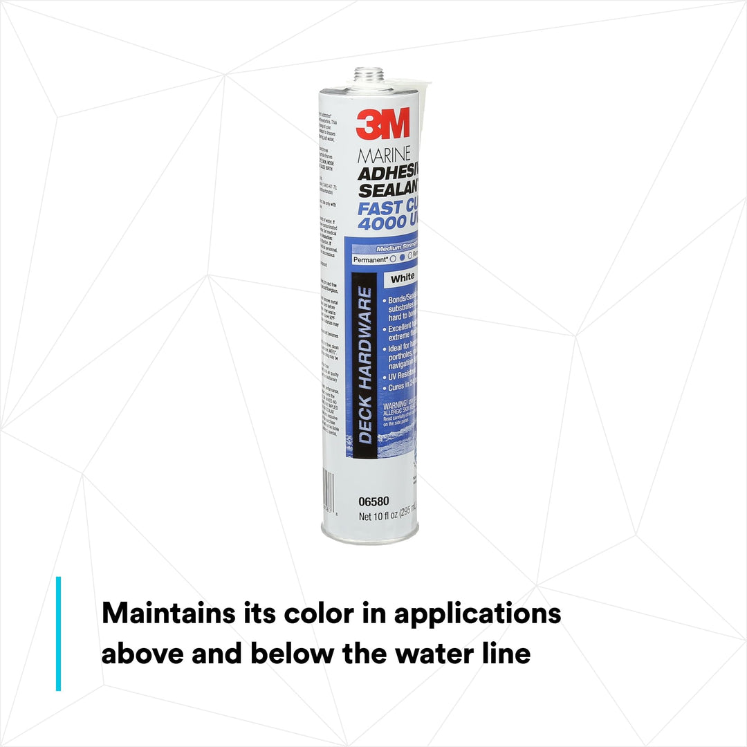 3M Marine Adhesive Sealant 4000 UV, PN06580, White, 295 mL Cartridge, 10 Fl Oz (Pack of 1)