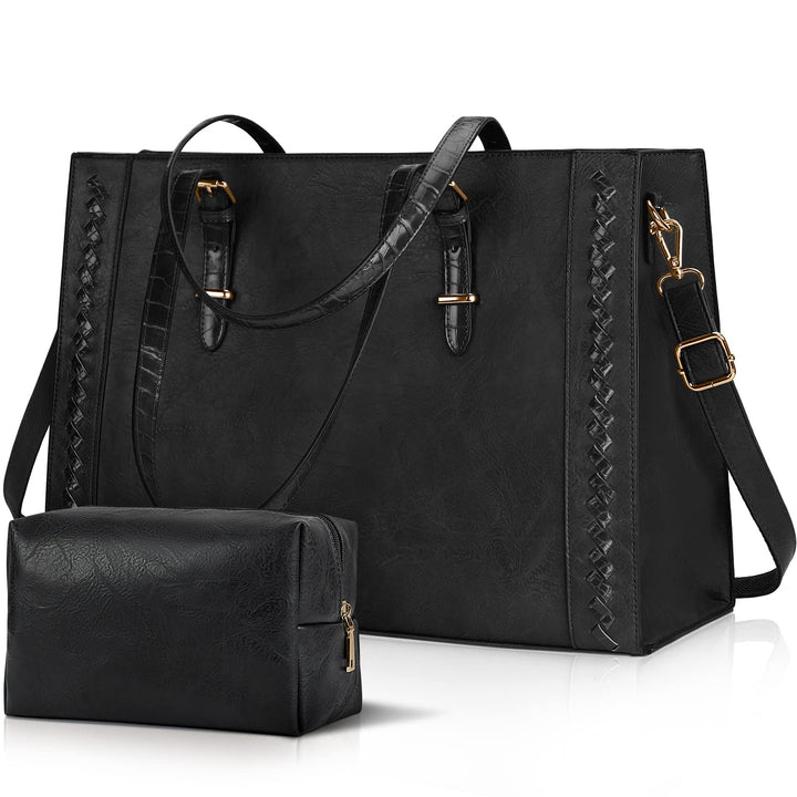 Laptop Bag for Women 15.6 inch Large Leather Tote Bag W