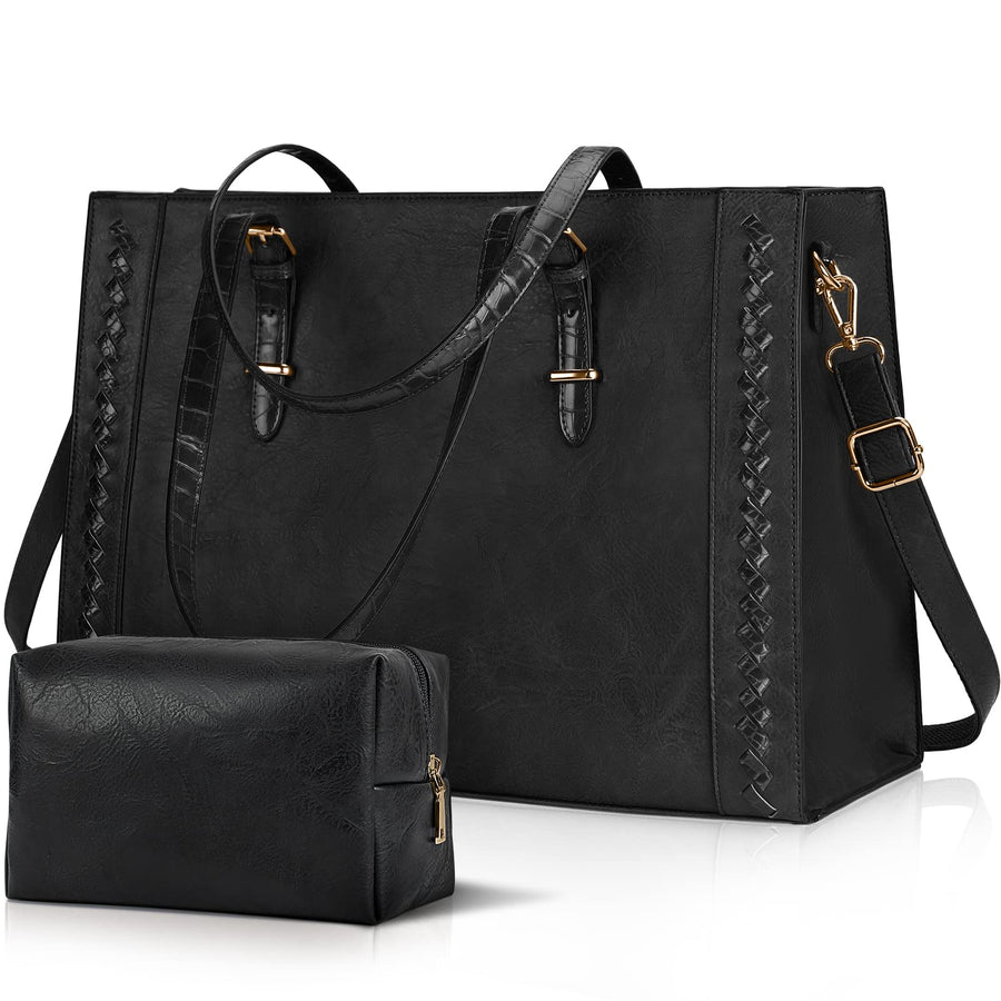 Laptop Bag for Women 15.6 inch Large Leather Tote Bag W