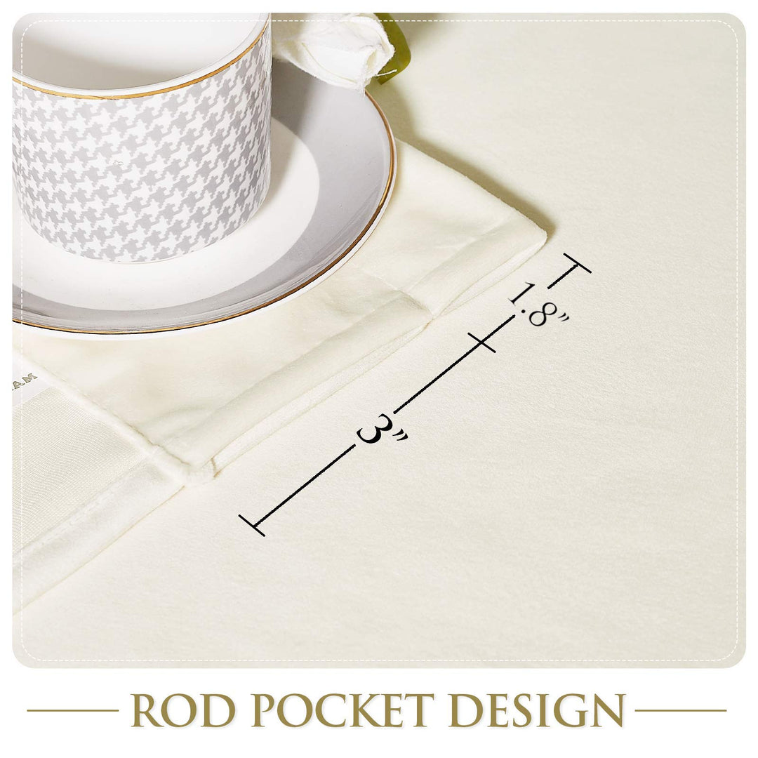 StangH Ivory White Velvet Curtains - Rod Pocket Bedroom
