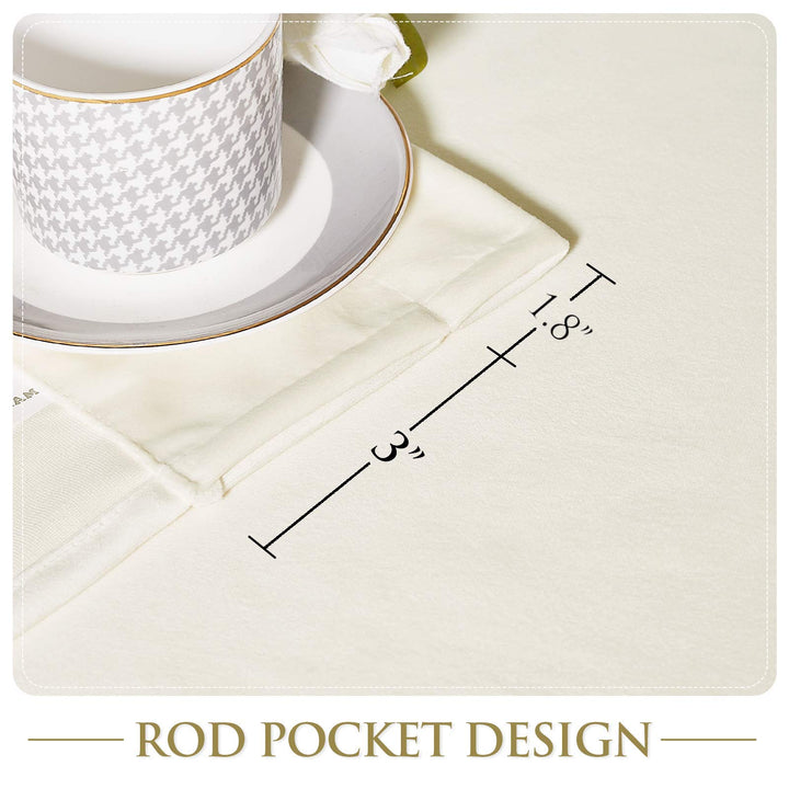 StangH Ivory White Velvet Curtains - Rod Pocket Bedroom