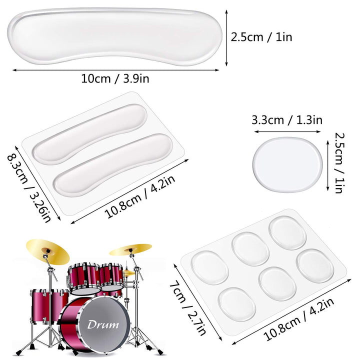Drum Dampeners Gel Pads, 24 Pieces Oval Drum Dampeners 2 Pieces Long Clear Drum Dampeners Silicone Drum Silencers Soft Drum Dampening Gel Pads Transparent Drum Mute Pads for Drums Tone Control