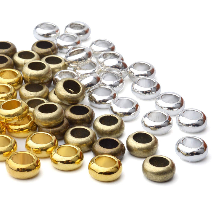 60pcs Rondelle Large Hole Spacer Beads Tibetan European