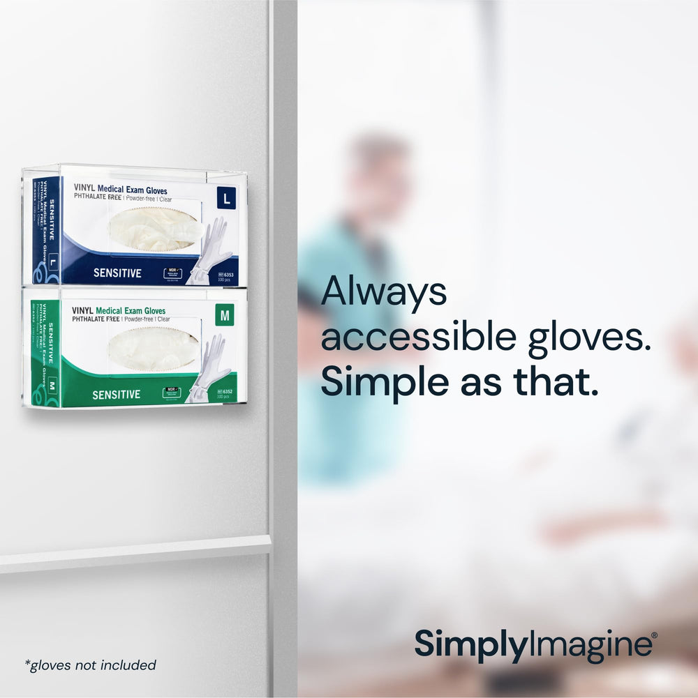 Glove Holder for Wall Mount – Durable Acrylic Glove Box Holder for Disposable Gloves – Clear Glove Dispenser Wall Mount – Disposable Glove Box Organizer (Double)