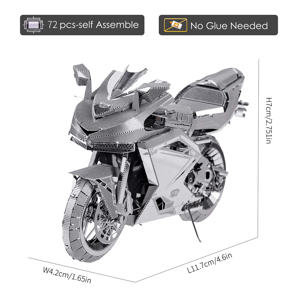 3D Metal Puzzles for Adults, DIY 3D Motorcycle Model Kits, Brain Teaser Puzzles for Teen Students Men Craft Kits Toys, Great Birthday Gifts, 72 Pcs