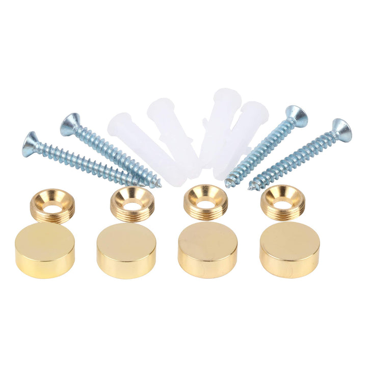 TOPNIKE Mirror Screws, Brass Cap Decorative Mirror Nails, 0.6, Polished Gold, 4 Pack