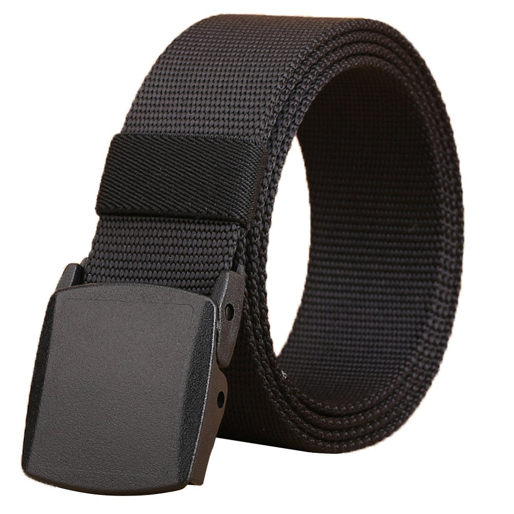 Mens Black Nylon Web Belt Outdoor Work Lightweight Plastic Buckle Belt,Black Ab,Waist: 28-42