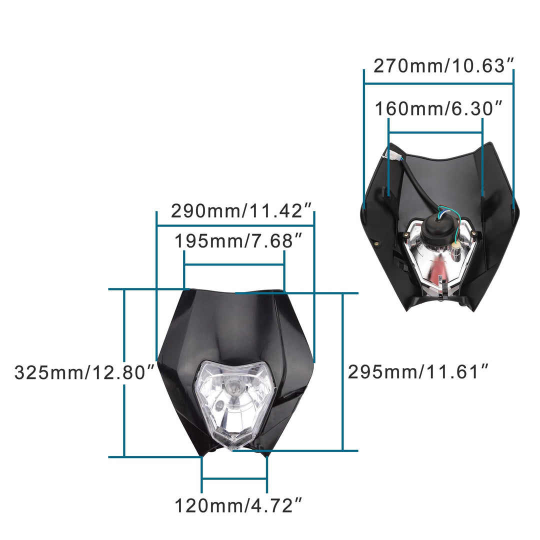 Black 12V 35W Motorcycle Halogen Headlight Indicator Fairing Lampshade for Dirt Bike Motor Pocket Bike