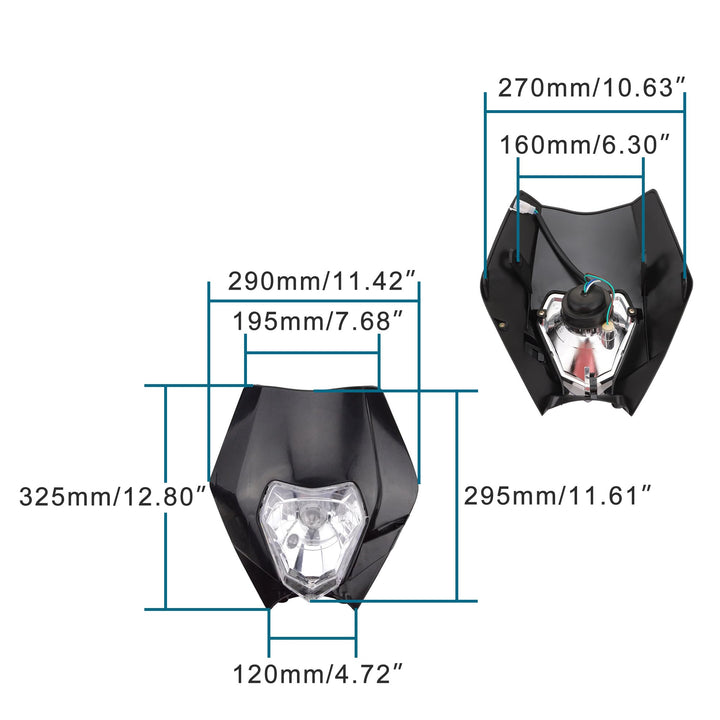 Black 12V 35W Motorcycle Halogen Headlight Indicator Fairing Lampshade for Dirt Bike Motor Pocket Bike