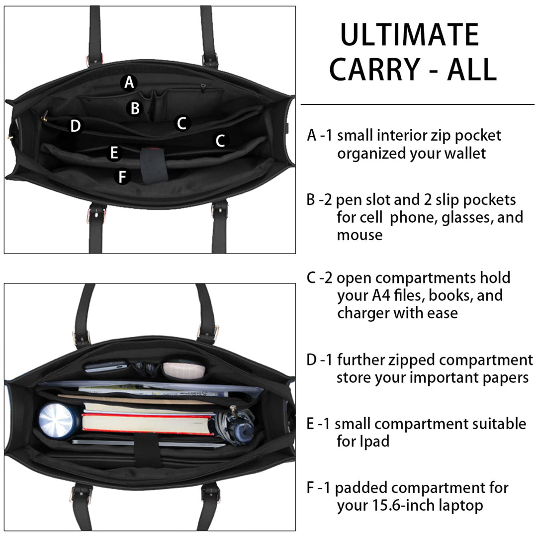 Laptop Bag for Women Waterproof Lightweight Leather 15.
