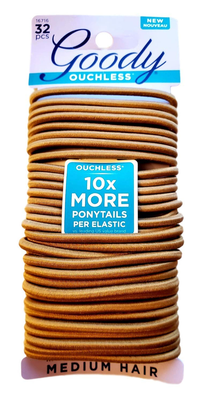 Ouchless 4mm No Metal Elastics Light Blonde &amp; Medium Blonde (= 90pcs) by Goody