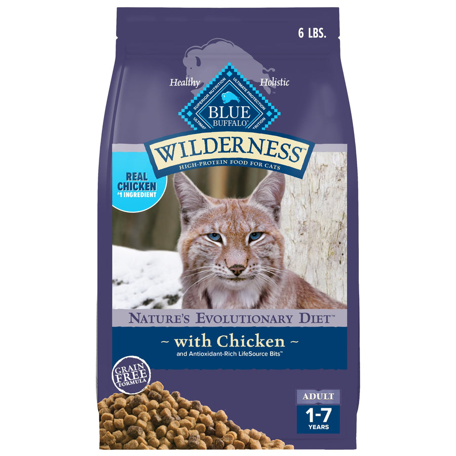 Wilderness Nature's Evolutionary Diet High-Protein, Grain-Free Natural Dry Food for Adult Cats, Chicken, 6-lb. Bag