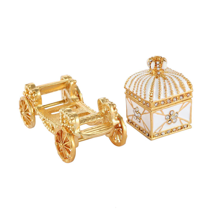 Enameled Royal Carriage Style Trinket Box Hinged, Unique Gift for Family