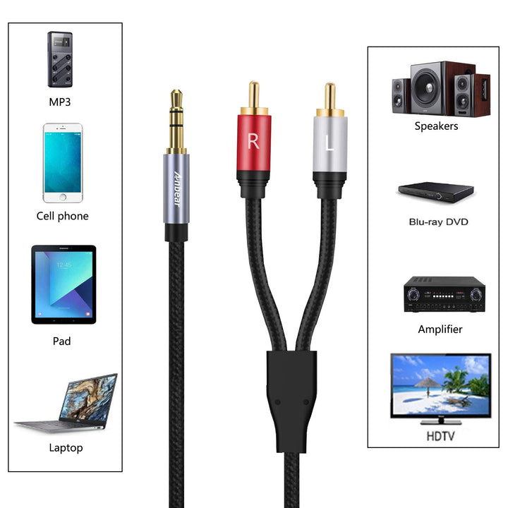 Anbear 3.5mm to RCA Cable 6.6 FT, 3.5mm Male to 2RCA Ma