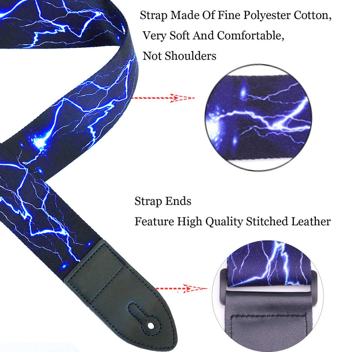 Guitar Strap Jacquard Weave Hootenanny Guitar Strap with Leather Ends …