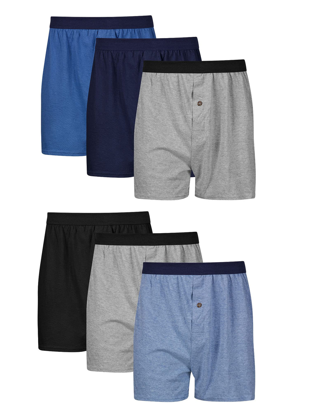 Men&#39;s Jersey Boxers 6-Pack, Soft Knit Boxers, Moisture-Wicking Jersey Boxers, 6-Pack (Colors May Vary)