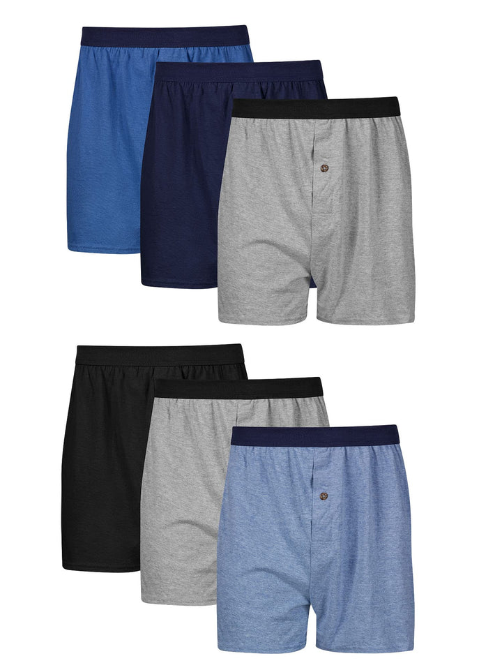 Men&#39;s Jersey Boxers 6-Pack, Soft Knit Boxers, Moisture-Wicking Jersey Boxers, 6-Pack (Colors May Vary)