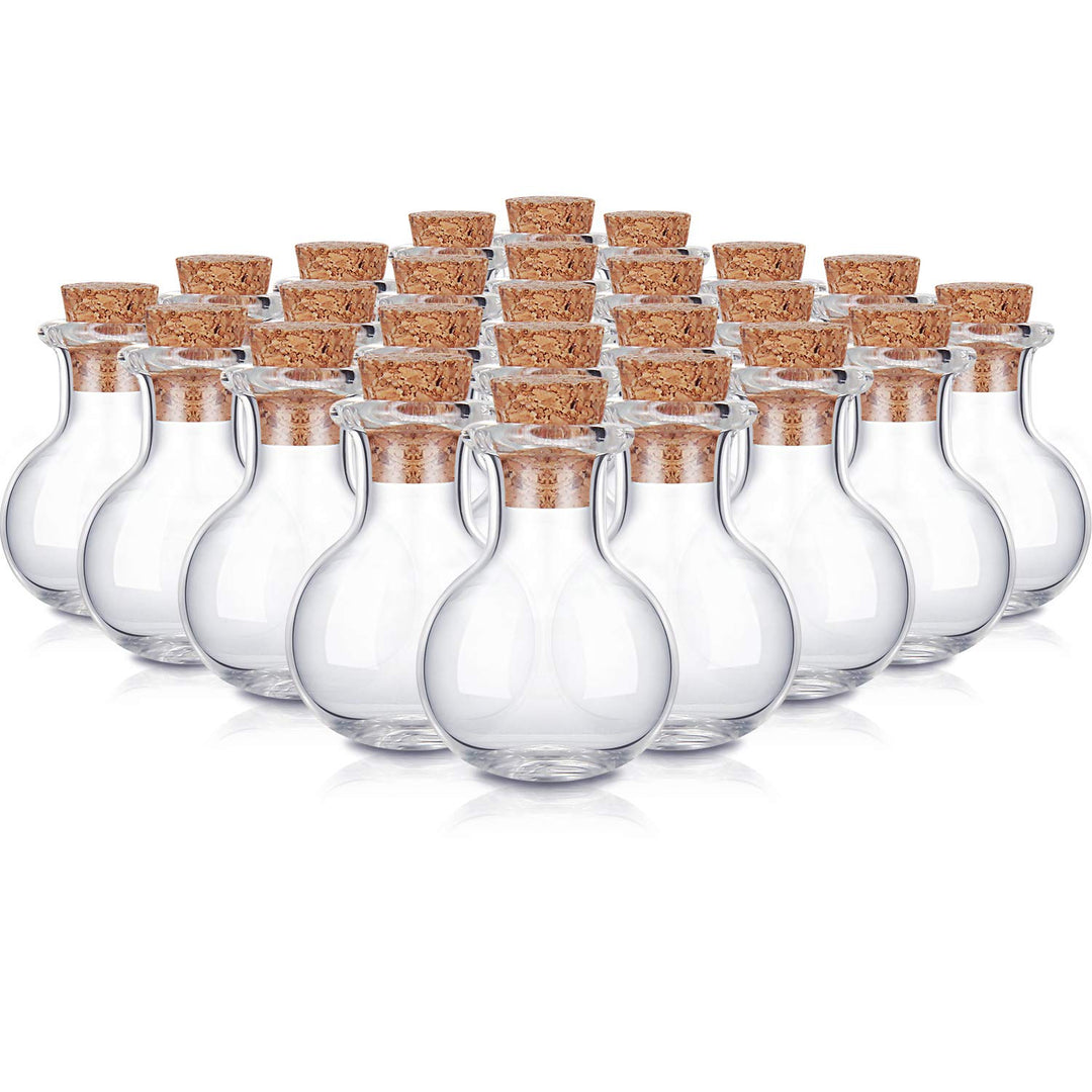 30 Pieces 0.9 x 0.6 inches Mini Glass Bottles Clear Drifting Bottles Small Wishing Bottles with Cork Stoppers for Wedding Birthday Party DIY Crafts Supplies