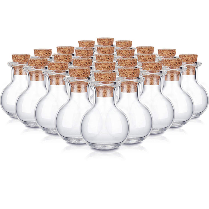 30 Pieces 0.9 x 0.6 inches Mini Glass Bottles Clear Drifting Bottles Small Wishing Bottles with Cork Stoppers for Wedding Birthday Party DIY Crafts Supplies